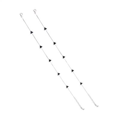 Black Traingle Silver Anklet