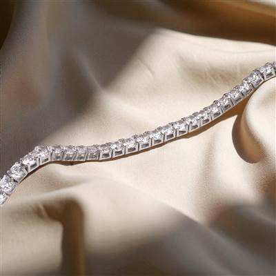 Classic Silver Cubic Zirconia Studded Tennis Bracelet
