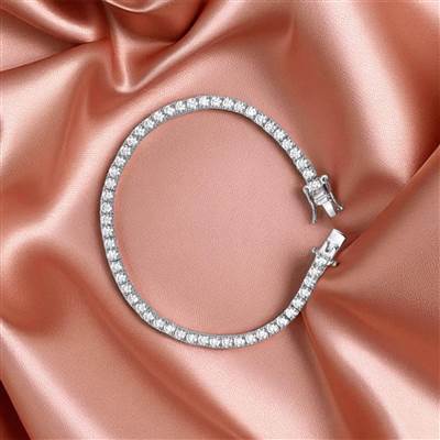 Classic Silver Cubic Zirconia Studded Tennis Bracelet