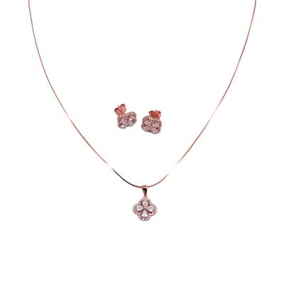 Clover Rosegold Pendant Set with Earrings