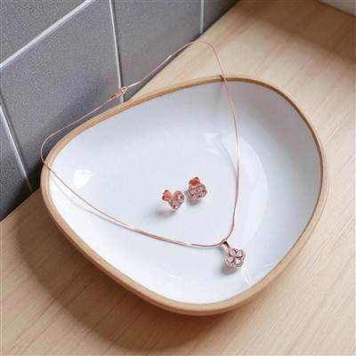 Clover Rosegold Pendant Set with Earrings