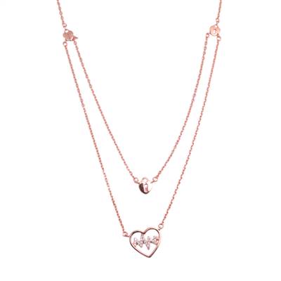 Double Layered Heart Lifeline Rosegold Pendant Necklace