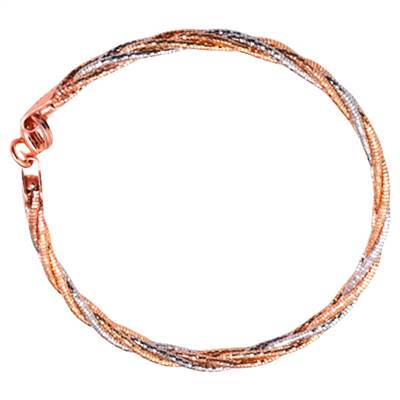 Entangled dual toned Rosegold Silver Bracelet