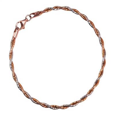 Entangled dual toned Rosegold Silver Bracelet