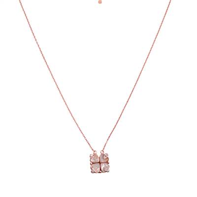 Mother of Pearl Magnetic Clover Rosegold Heart Necklace
