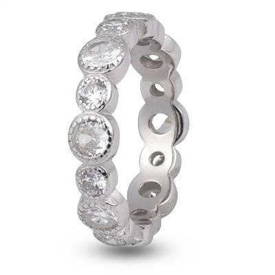 Multi Circle Cubic Zirconia Studded Eternity Band