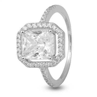Princess Cut Silver Solitaire Ring