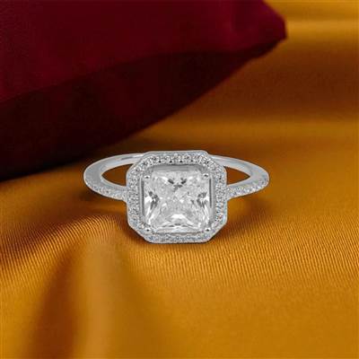 Princess Cut Silver Solitaire Ring
