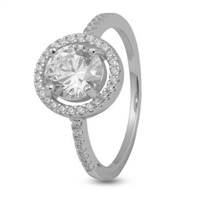 Round Halo Solitaire Ring