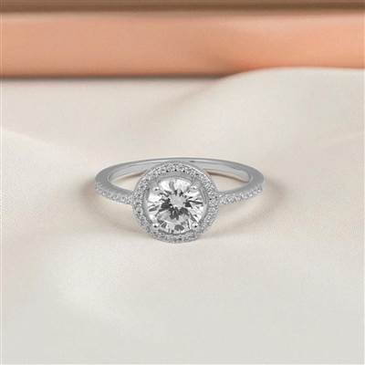 Round Halo Solitaire Ring