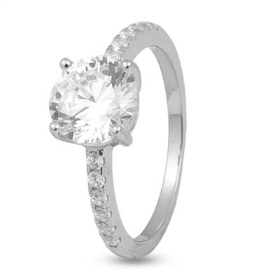 Round Solitaire Silver Ring