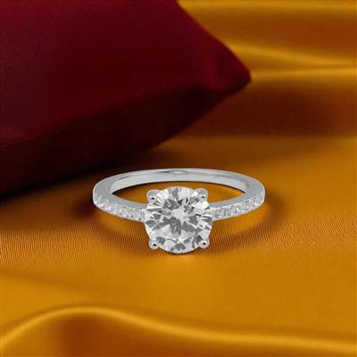 Round Solitaire Silver Ring