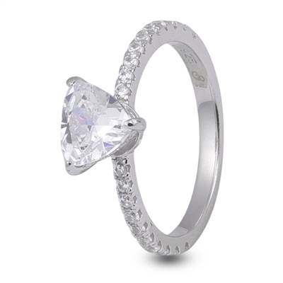 Triangle Solitaire Silver Ring