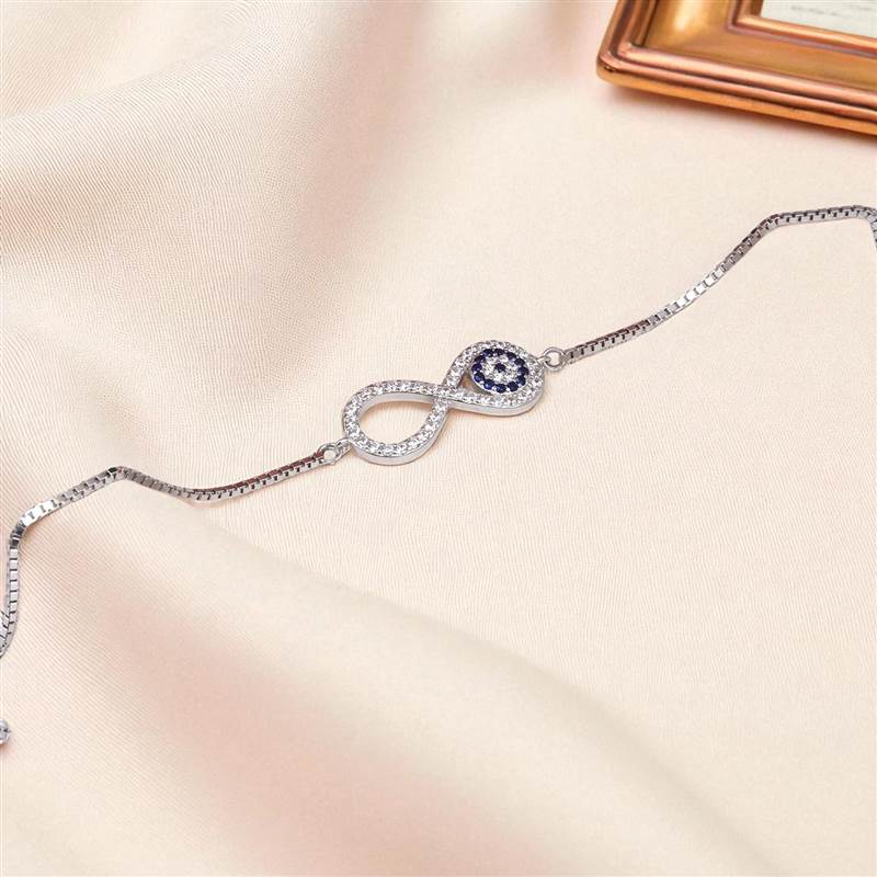 Infinity Evileye Silver Bracelet thumb